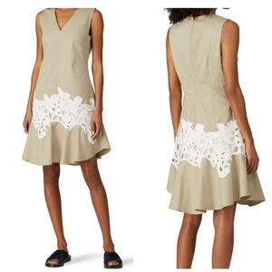 Derek Lam Beige & White Applique Dress sz 6 Elegant Sleeveless Dress